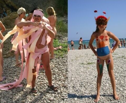 Natural Mud Camouflaging pics - Delegation of European Nudists
