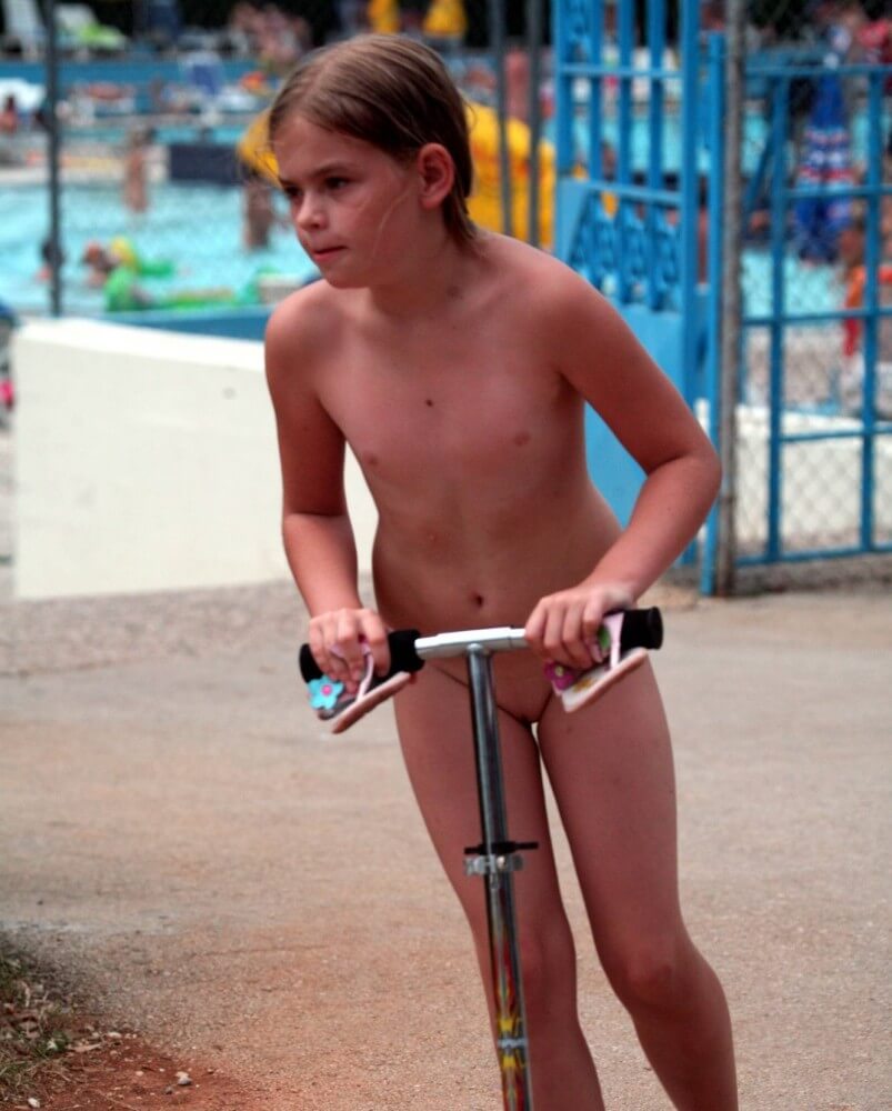 Pool-Side Naturist Scooter pics - Naturism as a way to connect with nature and achieve inner harmony