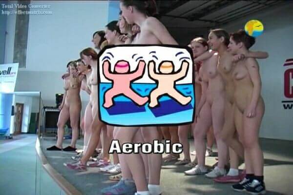 Naturist Freedom: Aerobic - A nude person strives for inner harmony and peace of mind