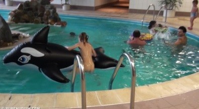 Naturism - Indoor dolphin ride Full HD upd - Respect for differences is valued in the nudist movement
