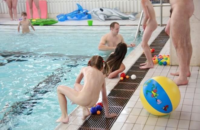 Nude family in the pool photos - Nudity as a natural part of human existence